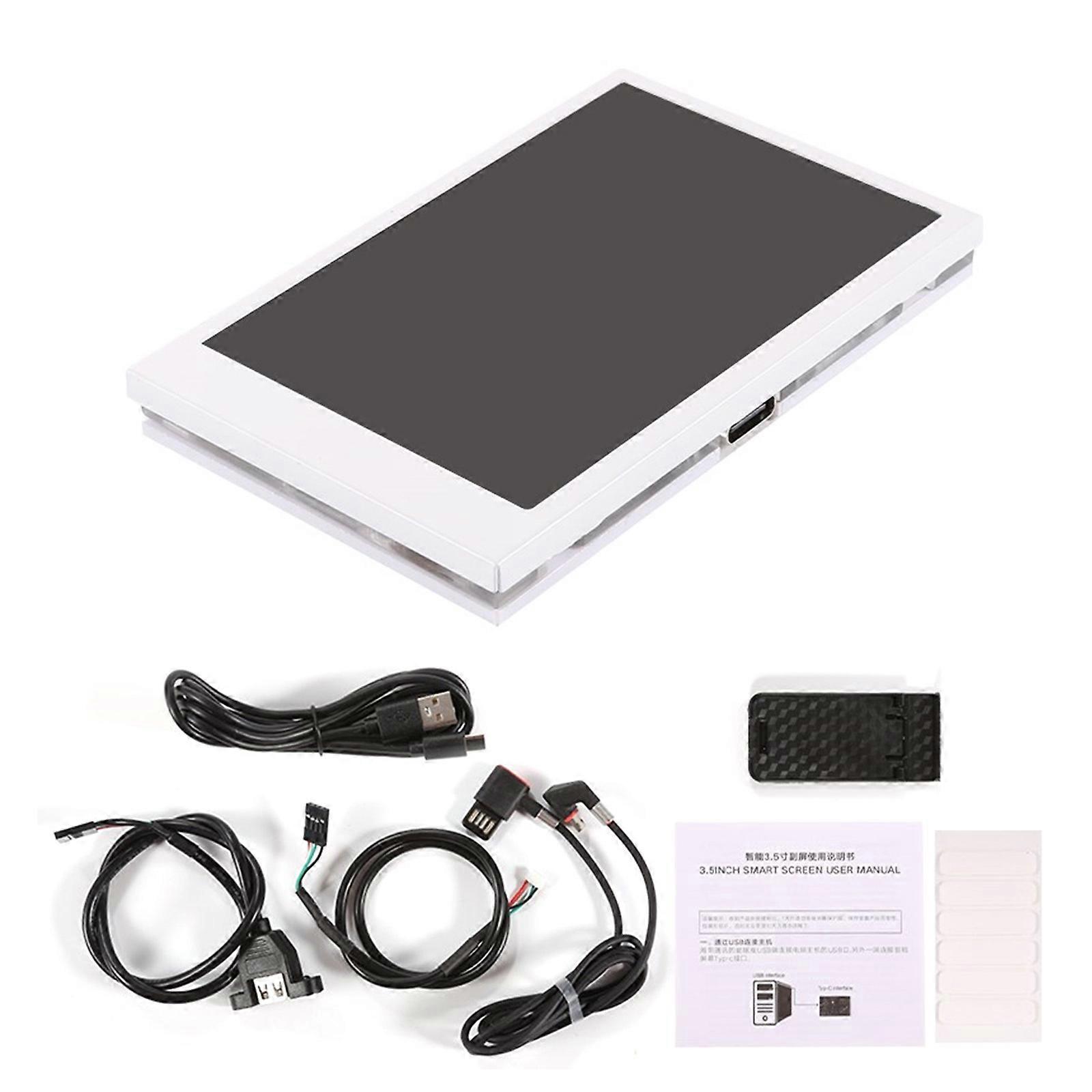 Sous-écran 3,5 pouces TypeC UsbC petit écran pour moniteurs d’ordinateur AIDA64 pour données et mémoire informatiques Blanc