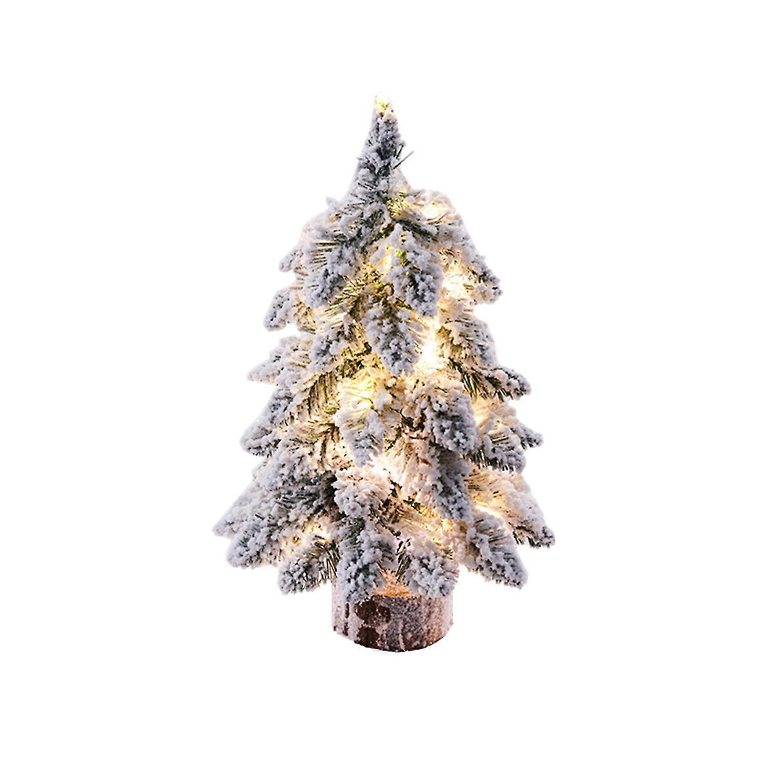 Penkiiy 17.71" Mini Artificial Christmas Tree with Lights, Cement Base, Battery-Operated, Tabletop Xmas Tree for Home Party Decor