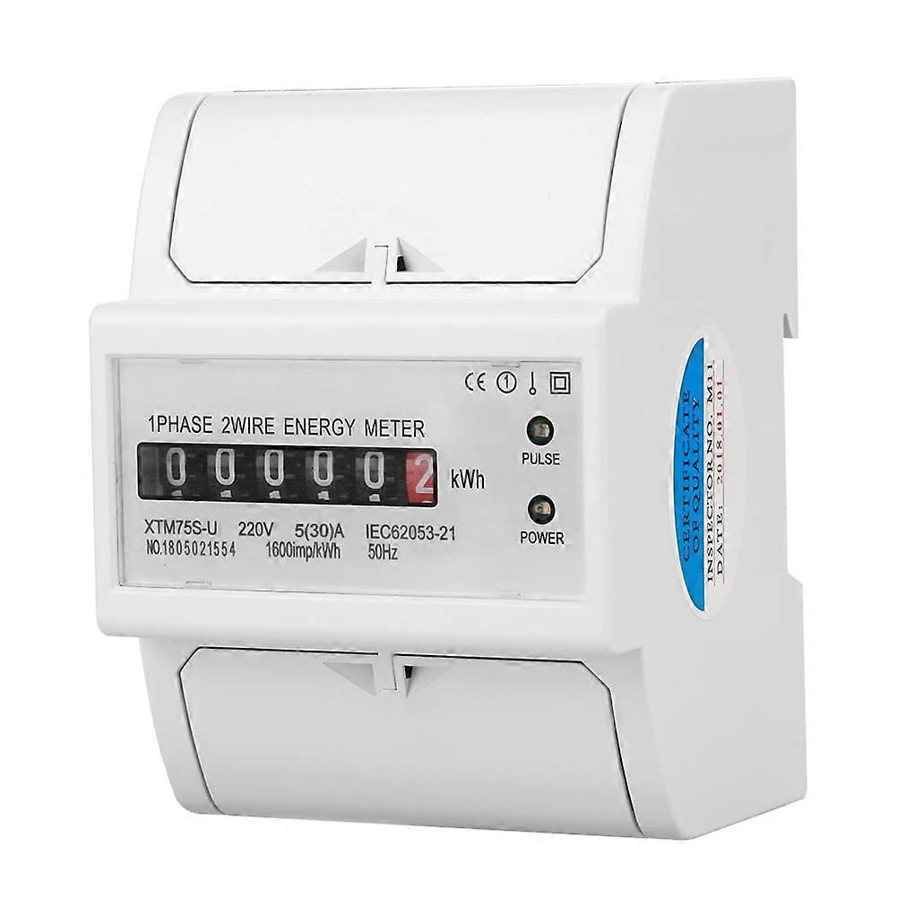 Electronic KWh Meter, KWh Meter Practical Durable 1 Phase Din Rail Energy Meter for Electrical Testing(5(30) A)