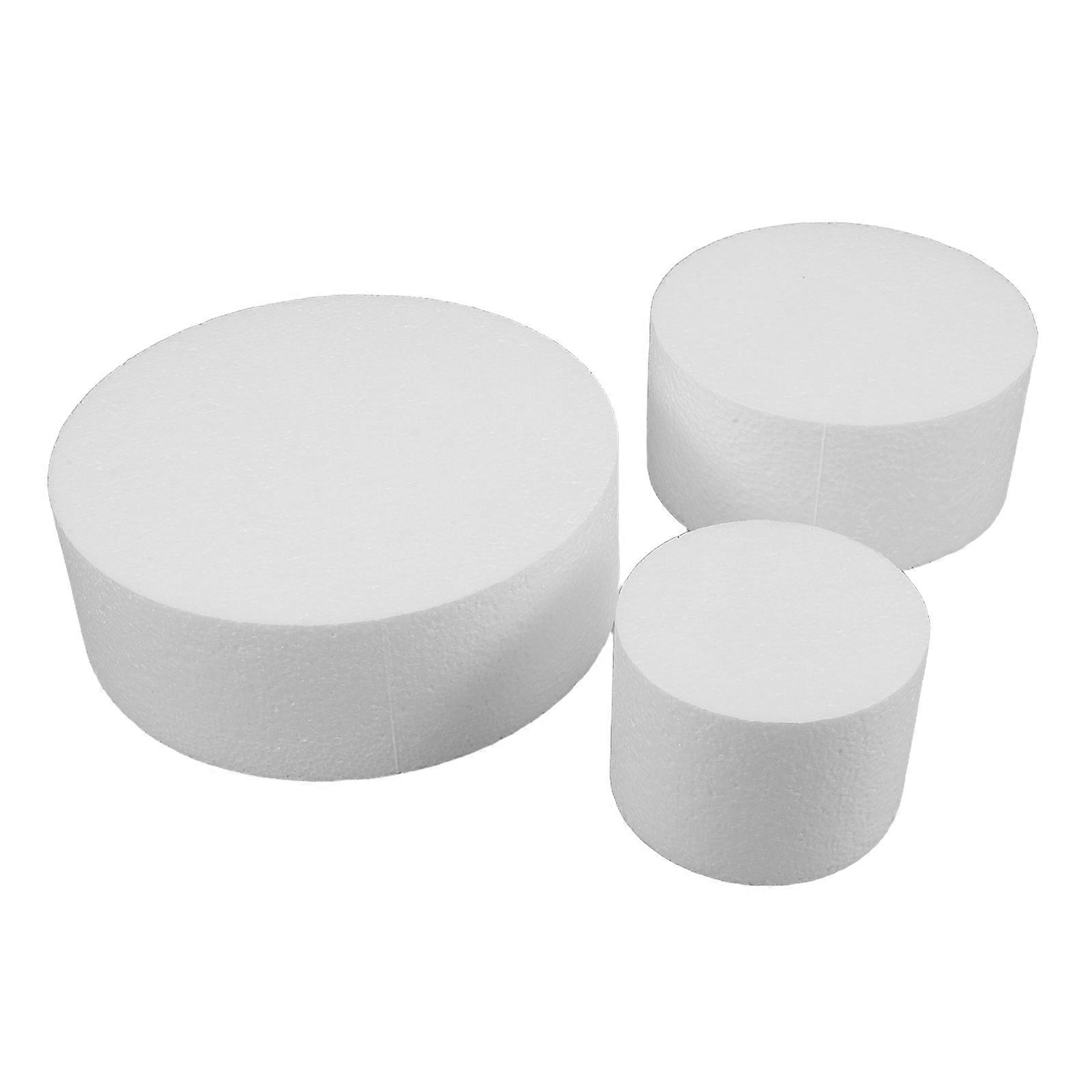 Round Foam Cake Dummy for Decoration 3Pcs White Practice Cake Molds