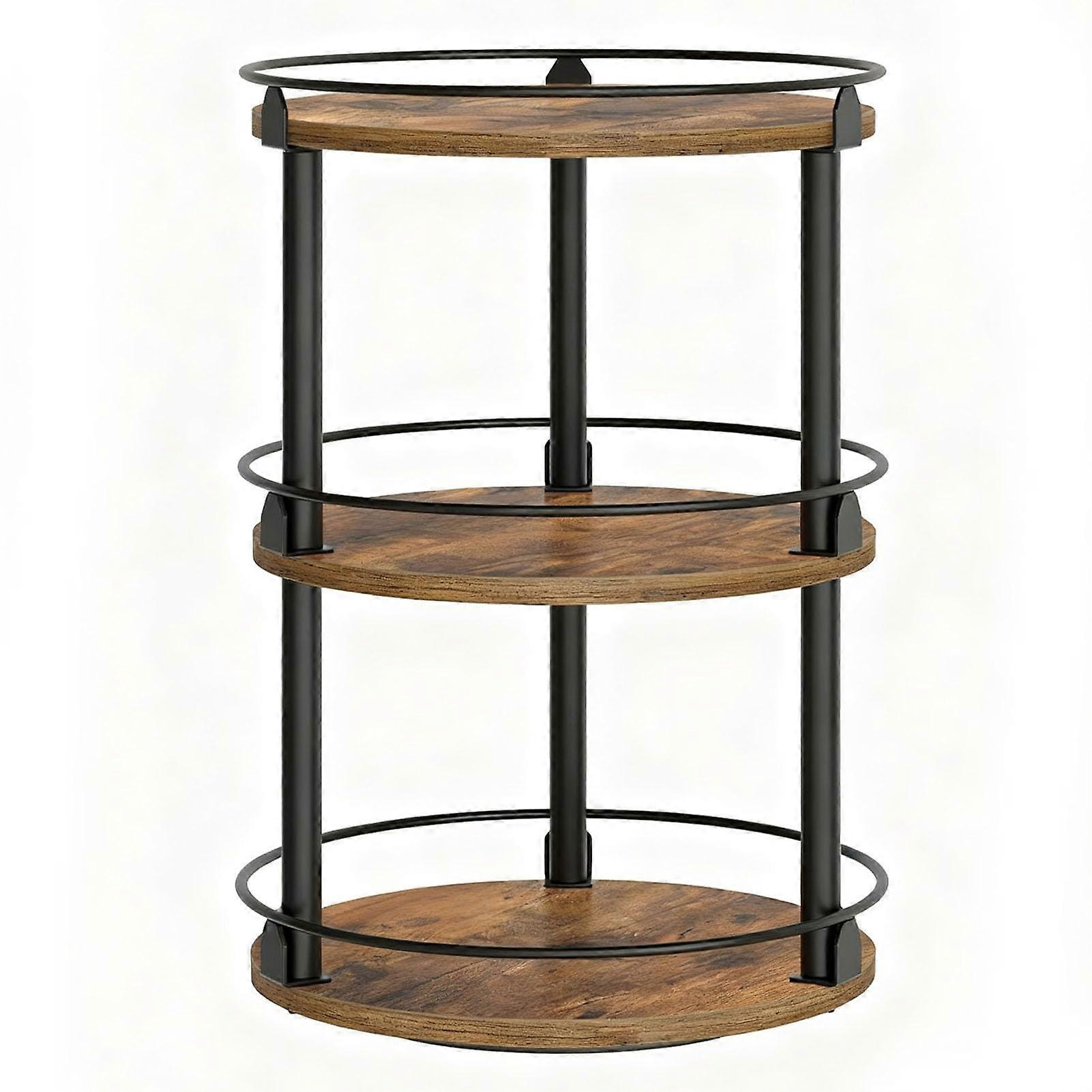 Spice Rack Organizer 3 Tier Rotating with 360° Smooth Turntable, Kitchen Countertop Storage Metal Wood