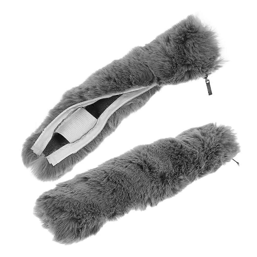 Light Grey Handbag Strap Pads Plush Shoulder Covers for 2Pcs Set