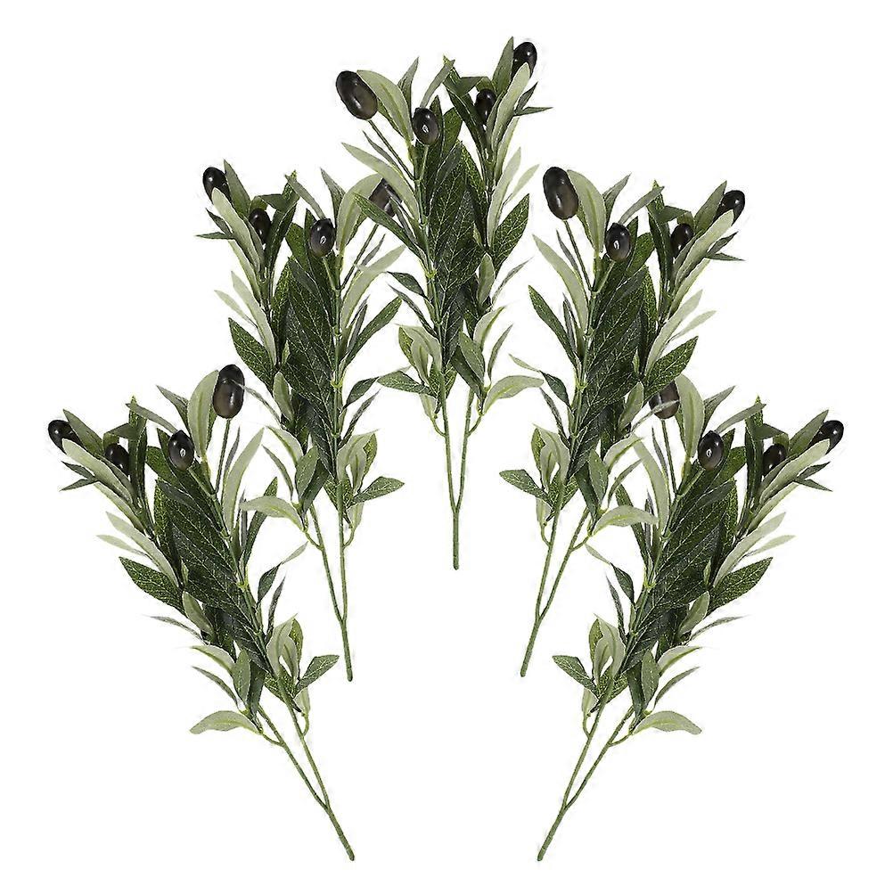 Artificial Olive Branches for Table Decor Vivid Colors 5Pcs Faux Stems
