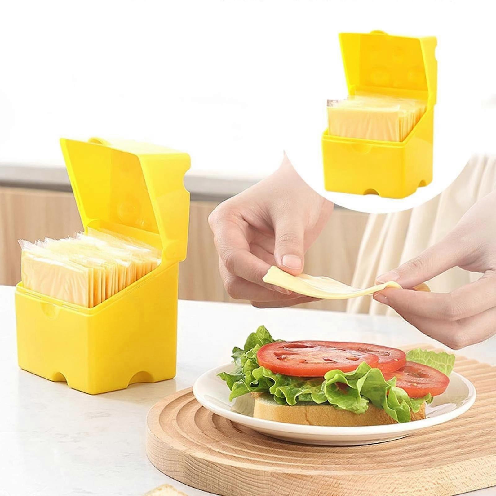 Ljstore 3PC Yellow Cheese Storage Container with Flip Lid, Compatible with Refrigerator Sliced & Block Cheese, Plastic Holder