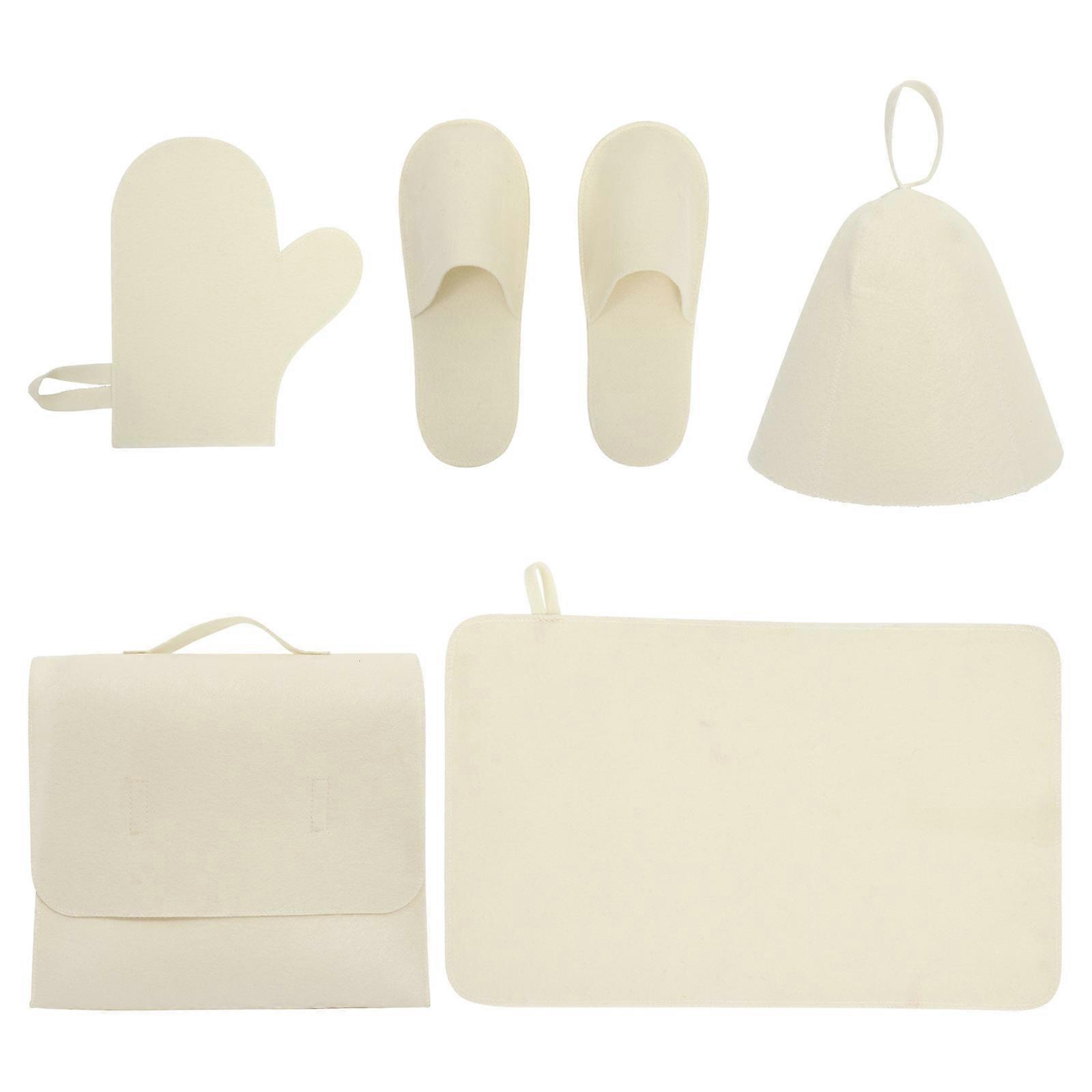 Thick Felt Sauna Hat Sauna Gloves for Water Absorbent 1Set