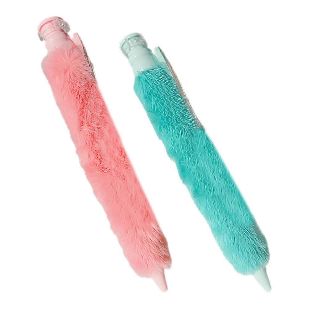 Plush Character Pen Soft Fluffy Writing Pen Decorative 2Pcs