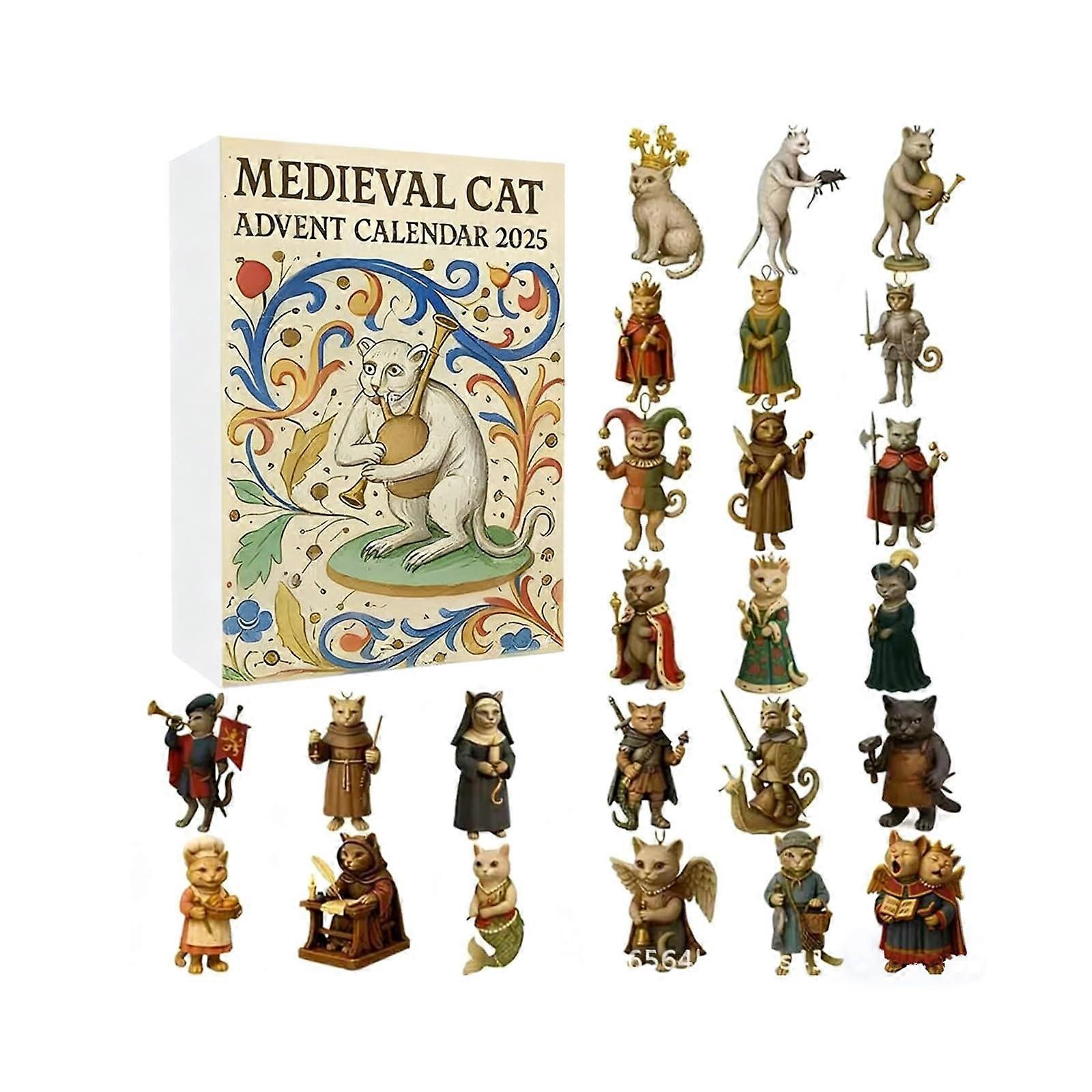 Medieval Advent Calendar 2025 with 24 Clear Acrylic Collectible Figurines in Historical Costumes