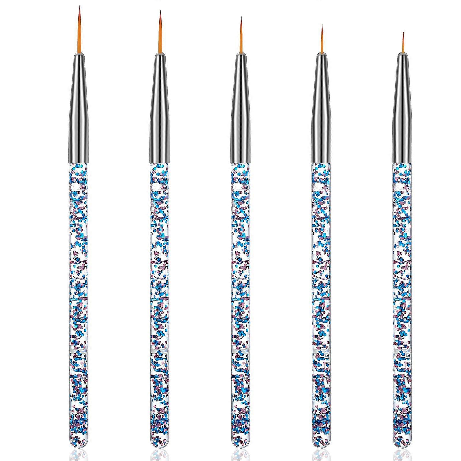 Eyeliner Brush Set and Nail Art Brushes, Precision Detailing Kit with Fine Points, 5 Pcs MultiUse