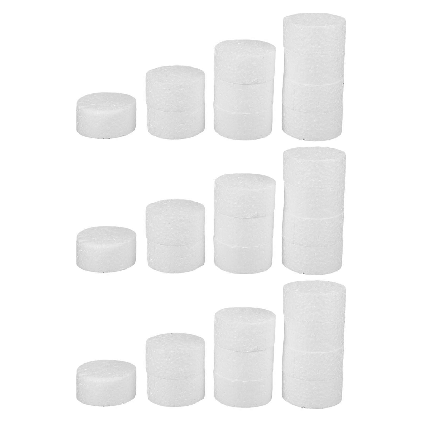 Polystyrene Foam Cylinders for DIY Craft Circles 30Pcs White Blocks