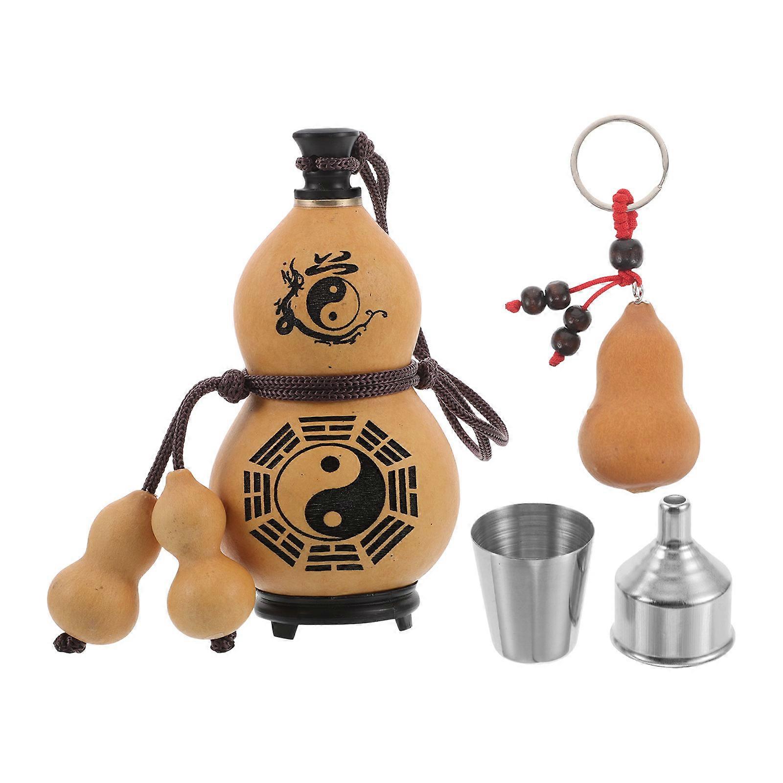 Portable Gourd Water Bottle 1Set Chinese Style Leakproof Gourd Flask with Cap