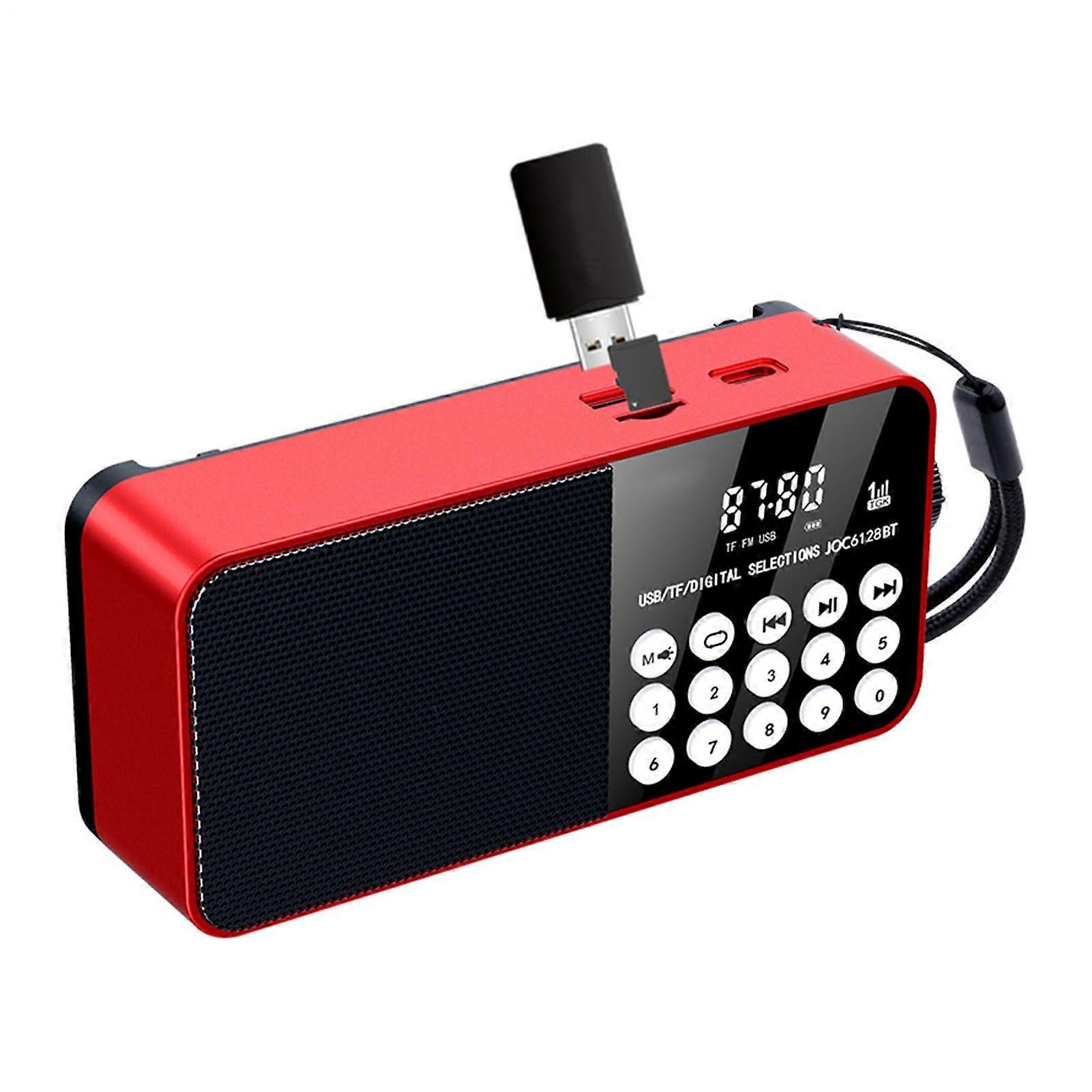 Stereo Portable Radio with TF Card Slot, Quality Audio, Compact Design for Camping Hiking, Red