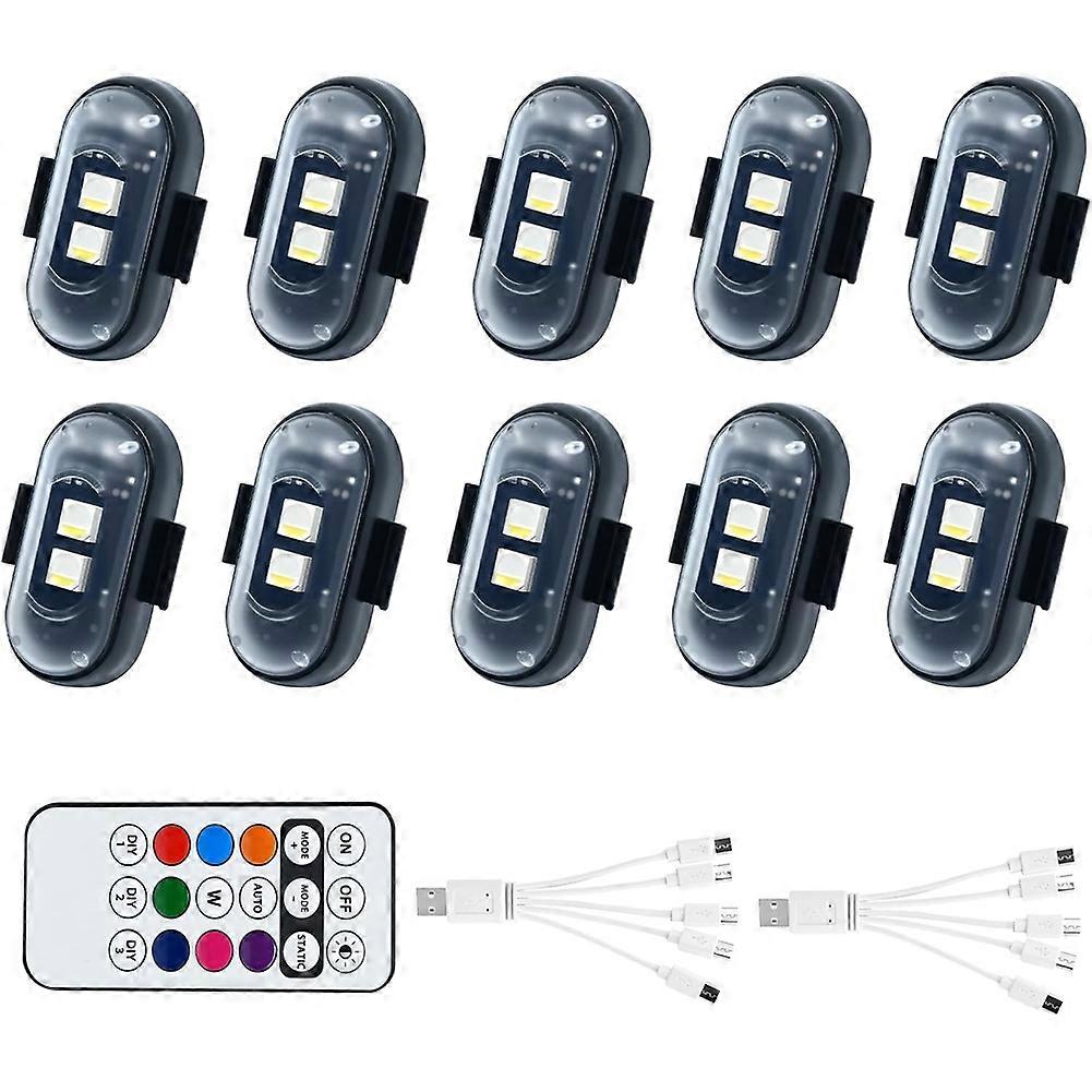 10PCS Wireless LED Lights for Car,with Remote Control, High Brightness Wireless Led Strobe Light 8