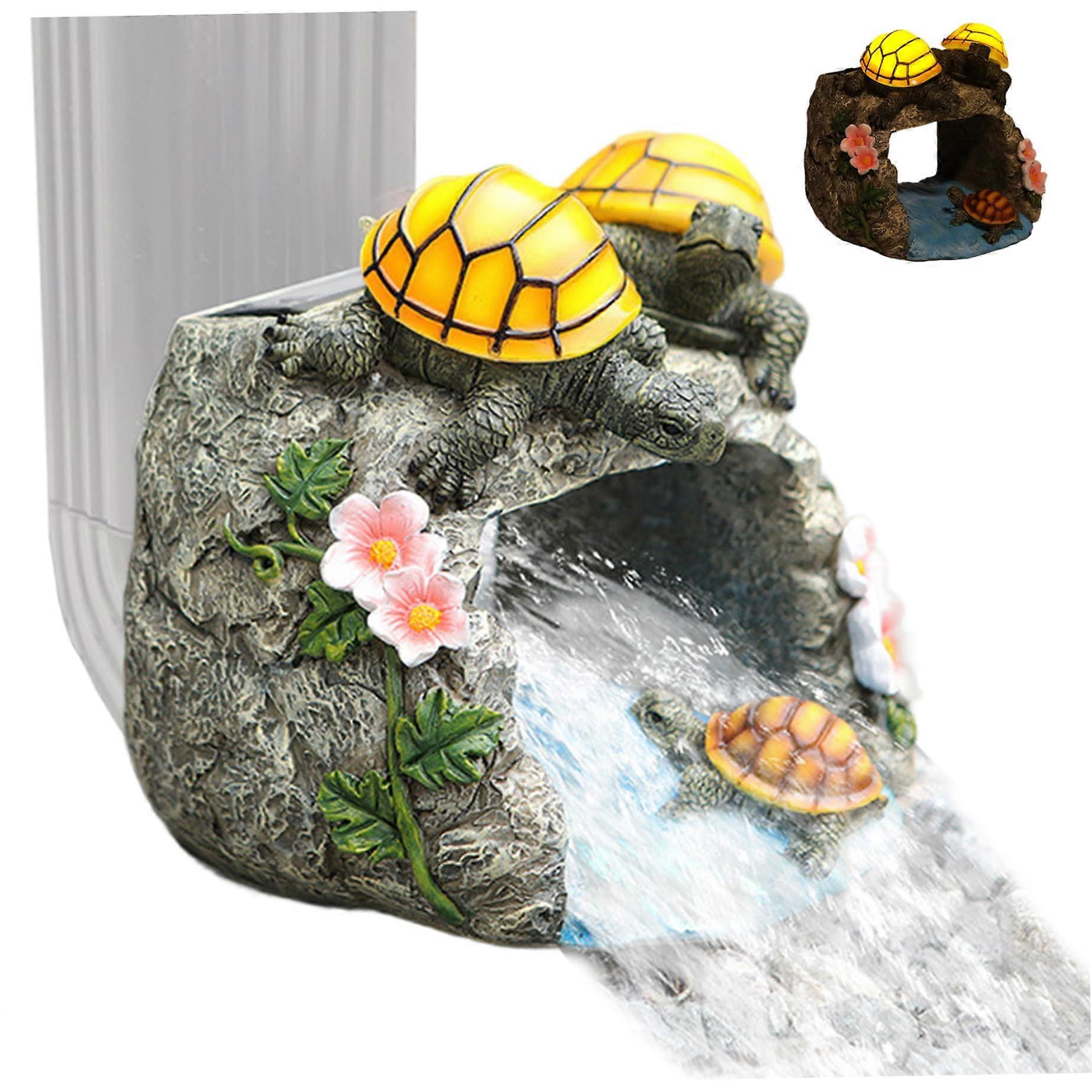 Decorative Turtle Gutter Downspout Extension with Solar LED Light for Garden and Yard Water Control