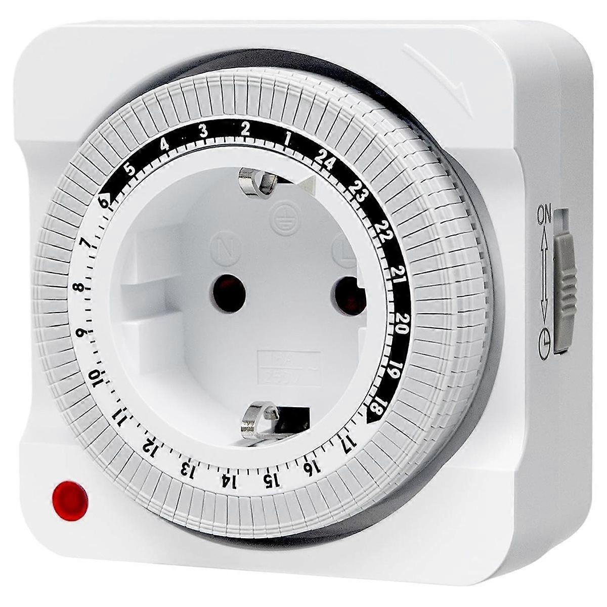 Mechanical Timer Socket for Seasonal Lighting, 24-Hour Analog Control with 96 on/Off Programs EU Pl