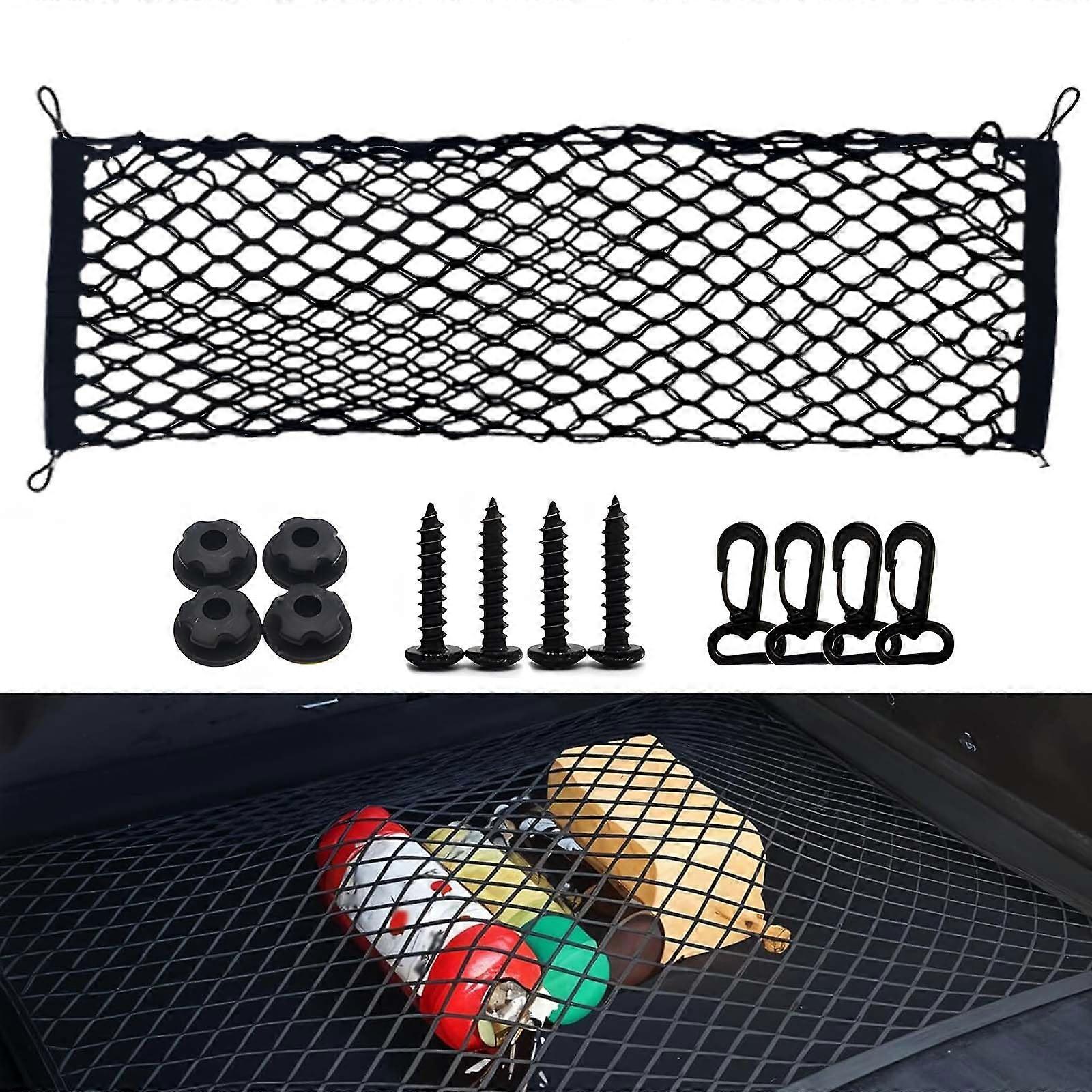 Car Boot Cargo Net Adjustable TwoLayer Storage 90x40cm Durable Elastic SUV Trunk Organizer