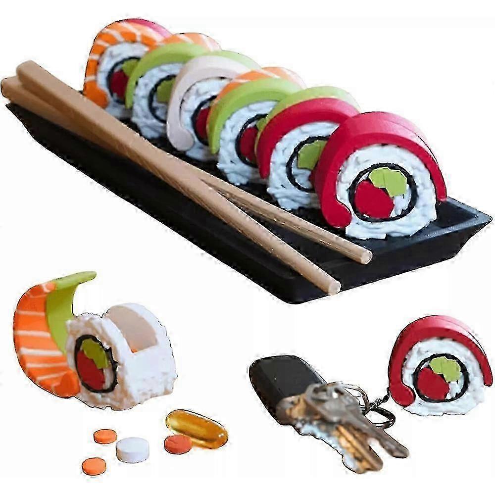 Sushi Supplements - Weekly Pill Container Keychains,7 Day Daily Pill Case