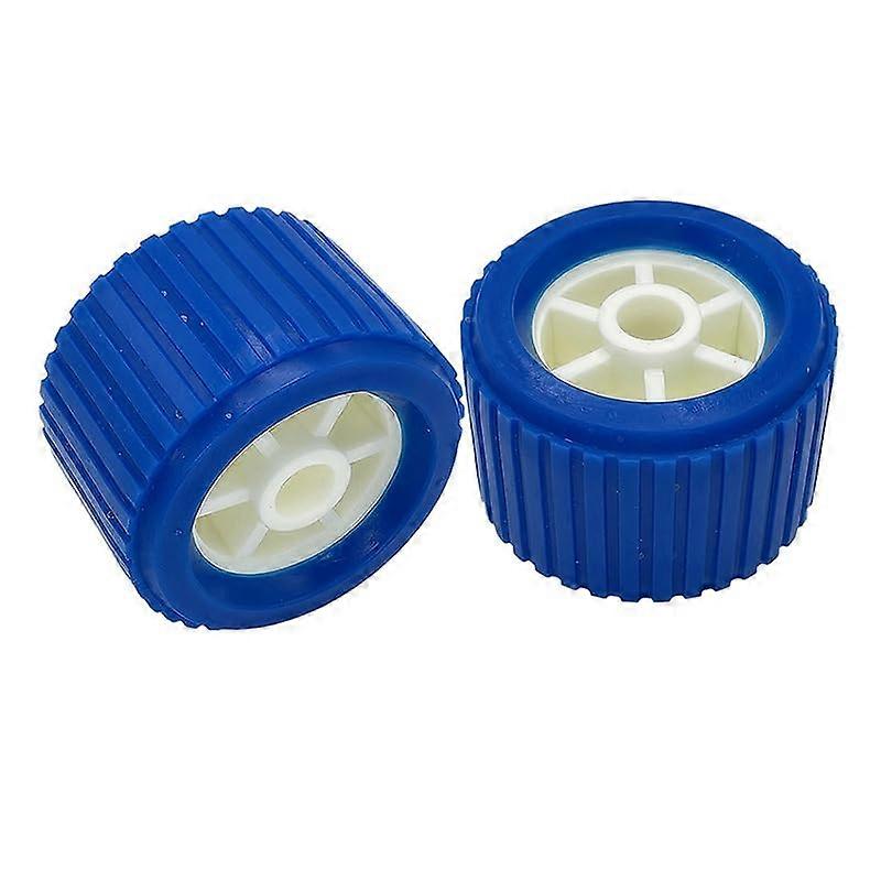 4 Piece Blue Ribbed Boat Trailer Wobble Rollers Set for Scratch Loading and Marine Use