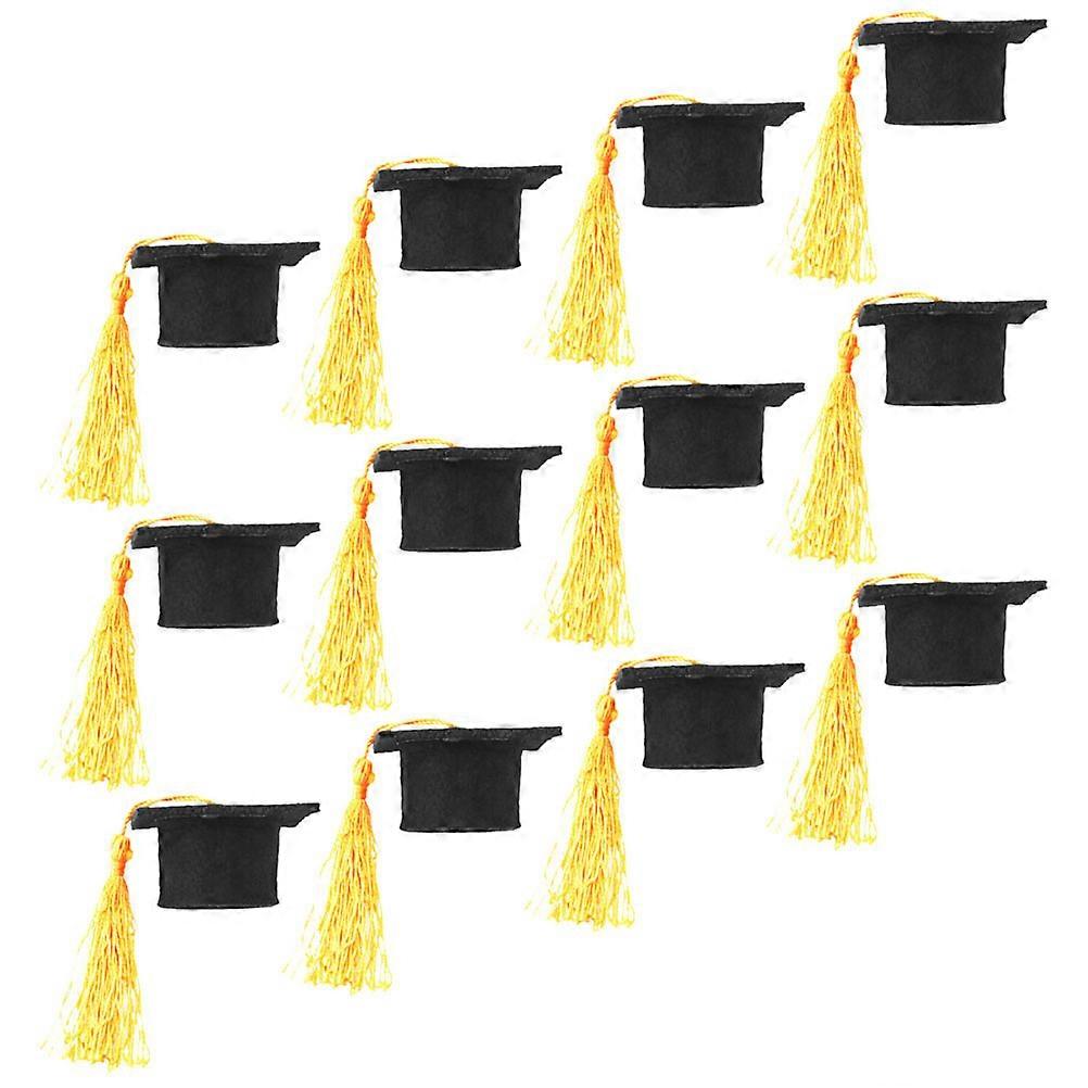 Graduation Hat Bottle Topper for Decoration 12Pcs Mini Yellow Caps