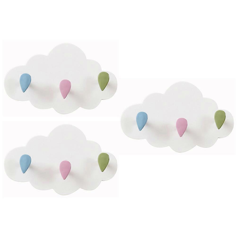 Wall Mount Adhesive Hook Cloud Shape Plastic Hooks for Hanging 3Pcs Assorted Color