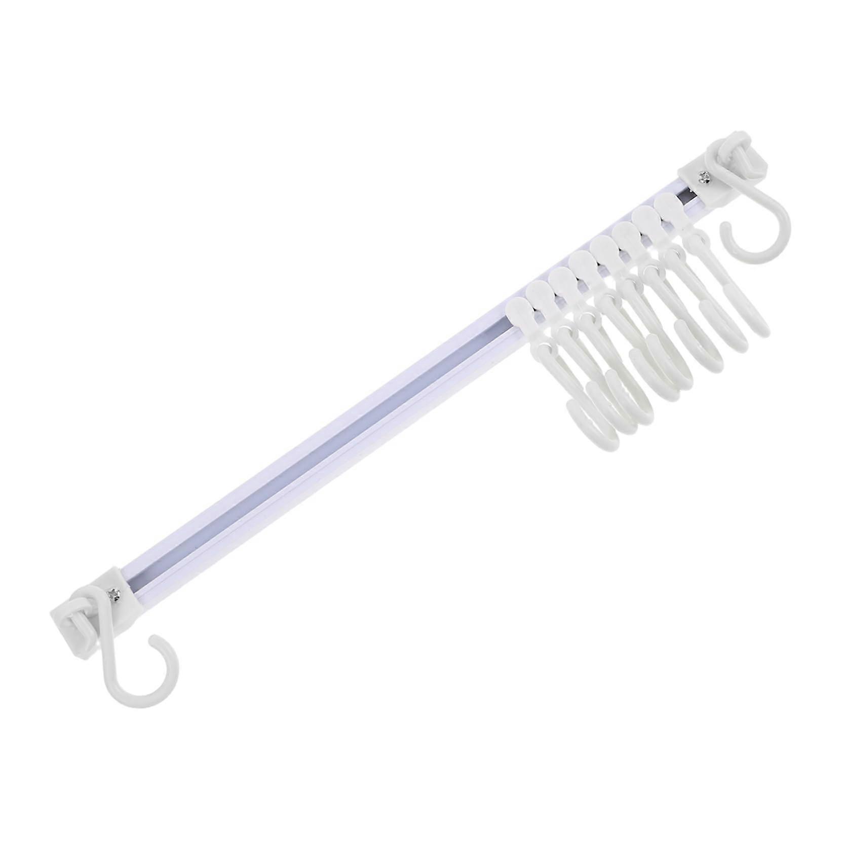 Wall Mounted Hooks Rack with Adjustable Sliding Retractable Rail, Ten SelfAdhesive NoDrill Hooks for Kitchen and Bathroom