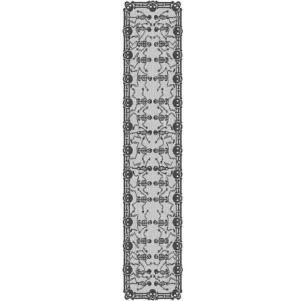 Halloween Fireplace Cloth for Table Decoration Skull Pattern in Black