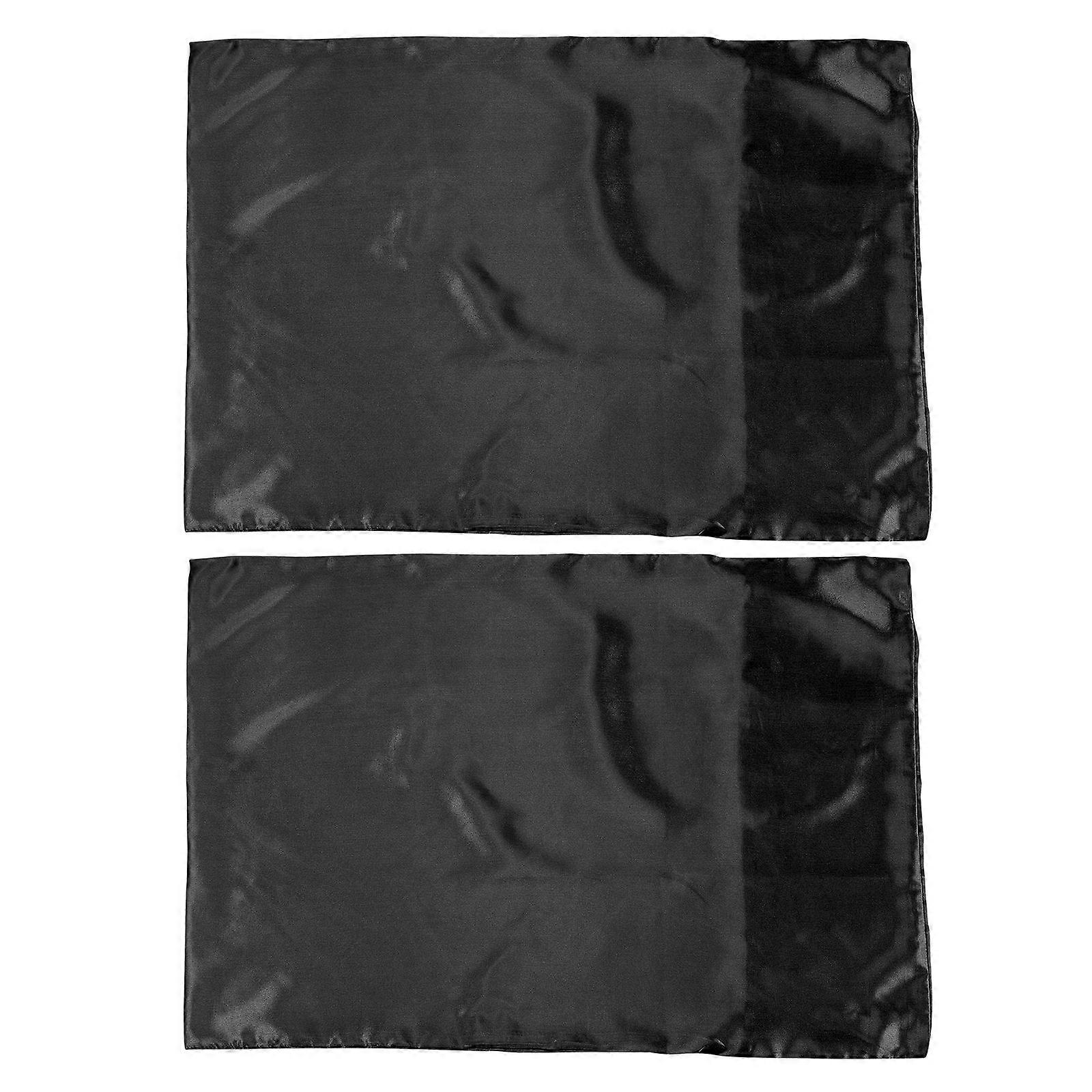 Solid Color Satin Pillowcase for Home Use 2Pairs Black Pillow Protector