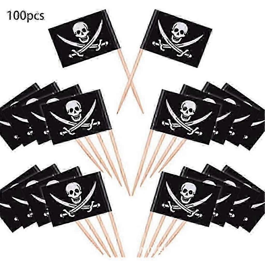 2025 Warm Mini Plastic Pirate Toothpick Flags Shaped Table Ornaments
