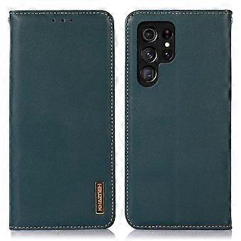 KHAZNEH For Samsung Galaxy S26 Ultra Case Wallet Genuine Cow Leather Phone Cover Nappa Texture