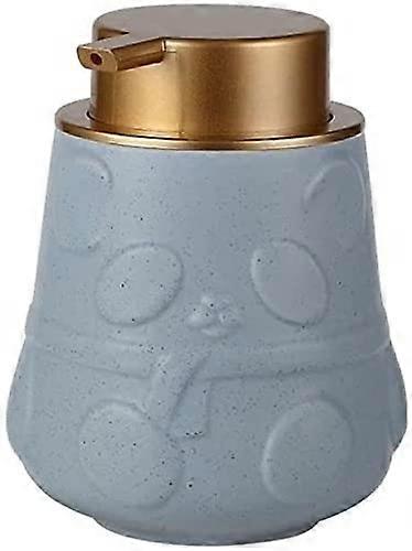 Ceramic Panda Soap Dispenser with LeakProof Pump for Bathroom or Kitchen Countertop Grey