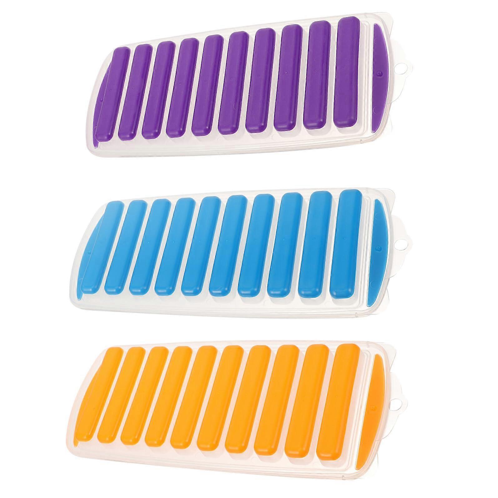 3Pcs Strip Ice Cube Tray with Lid for Freezer Narrow Plastic Mold Quick Drink Cooling