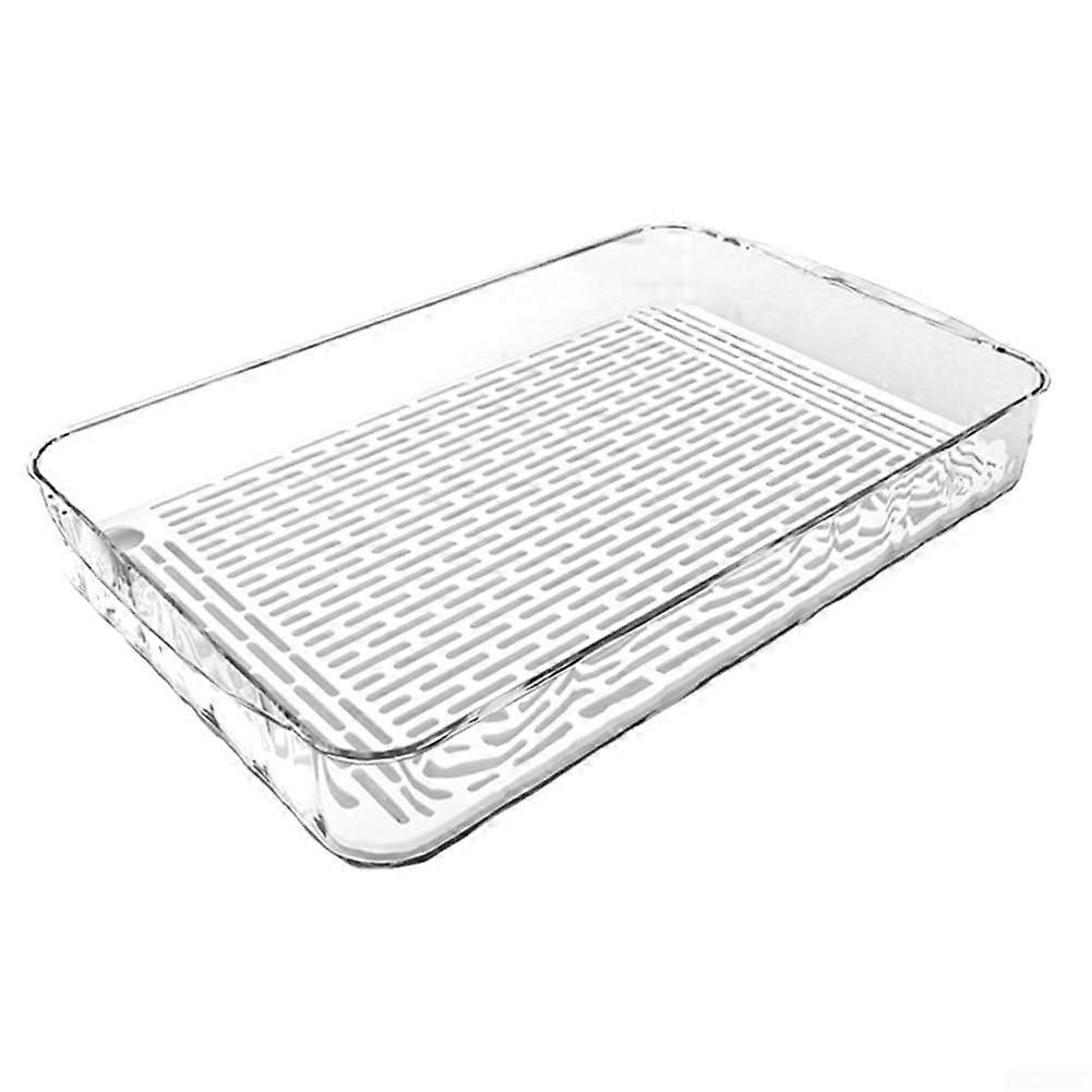 Kitchen Dish Drying Tray with Multipurpose Draining Rack for Fruit, Cups and Snacks, Transparent L