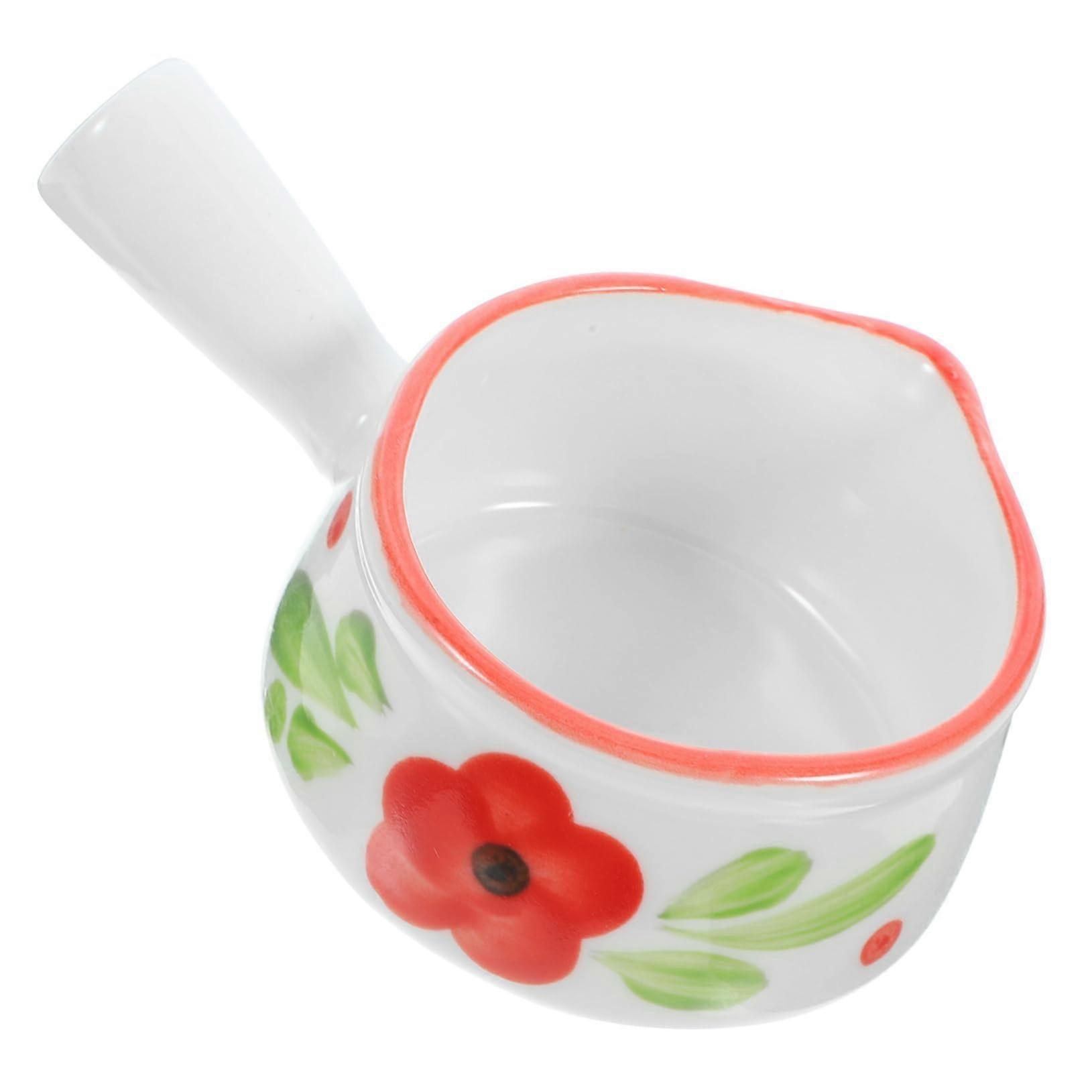 Ceramic Milk Jug with Handle, Red Mini Sauce Dish, Easy Clean Small Container for Kitchen Use