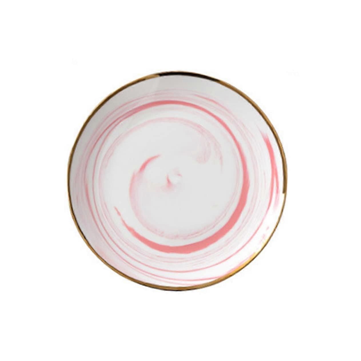 Ceramic Dessert Plate with Elegant Marble Pattern and Gold Rim, Snack Serving Tray for Kitchen