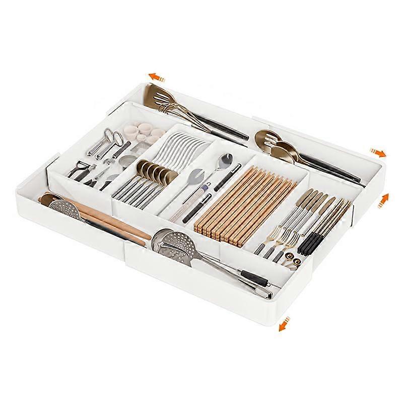 Expandable Cutlery Drawer Organizer Adjustable Utensil Tray for Kitchen Silverware Storage White Ref: 6172