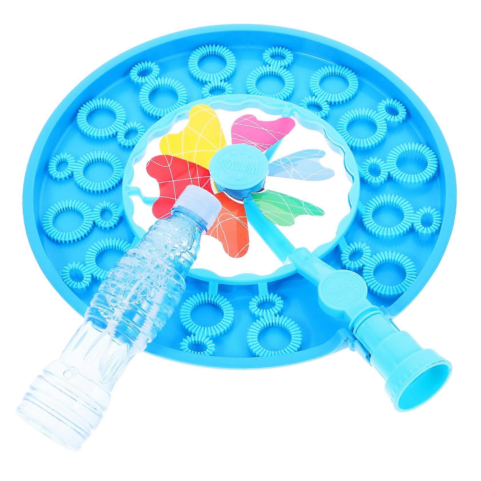 Blue ABS Portable Handheld Bubble Blower with Large Output and Windmill Design for Parties