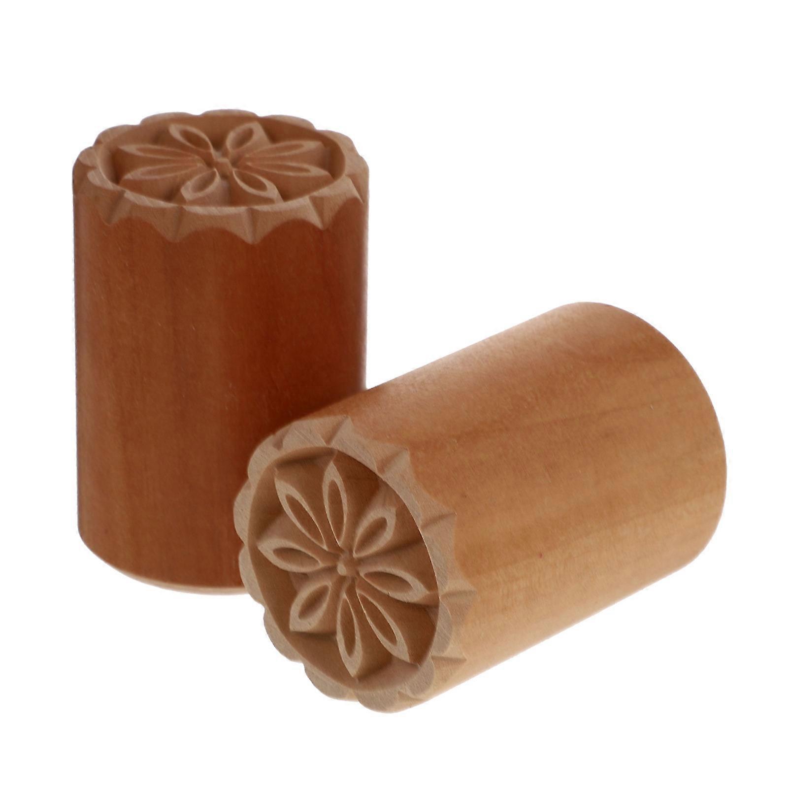 Assorted Color Wooden Dough Stampers for Baking Functions 2Pcs