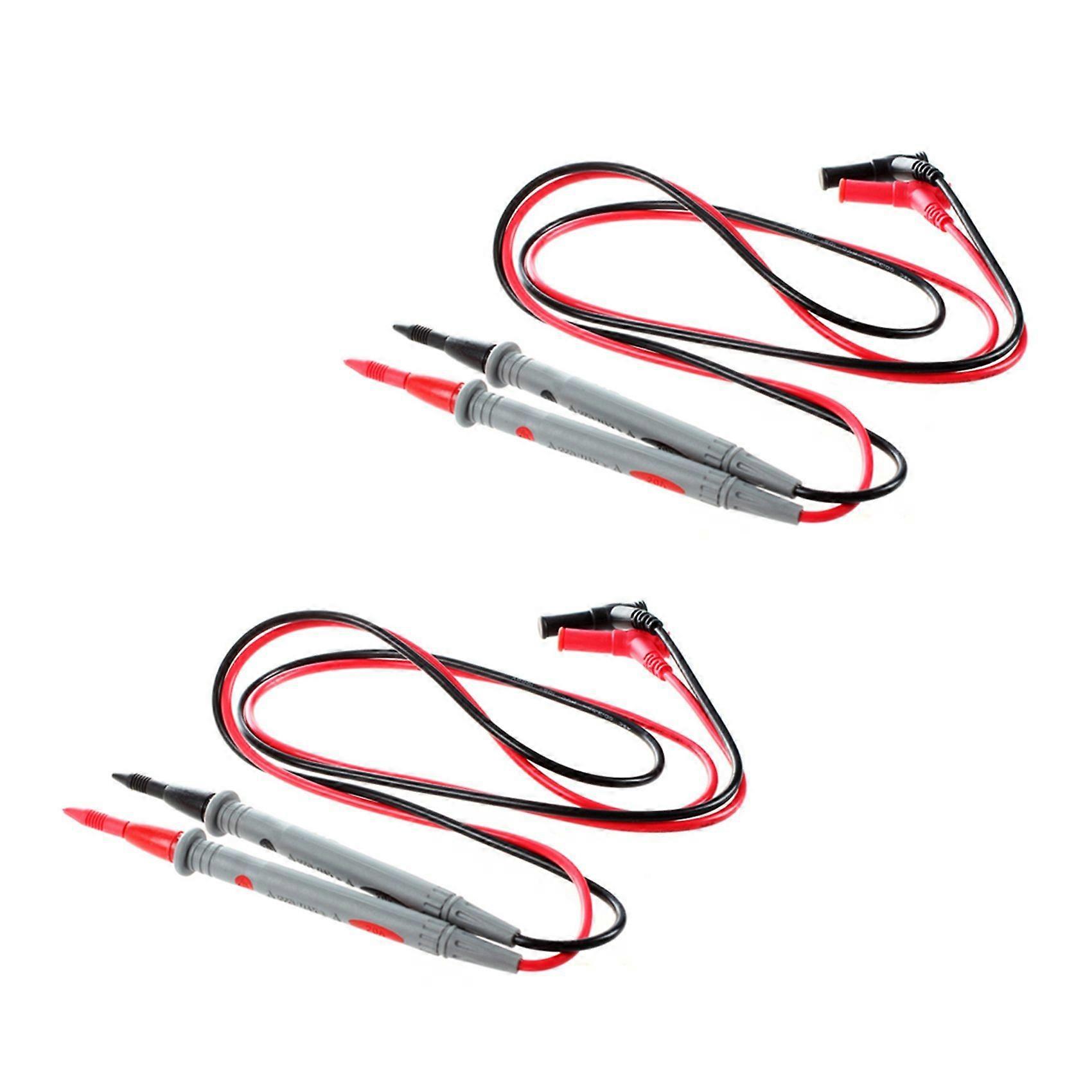 2 Pair Digital Multimeter 1000V 20A Universal Test Lead Cable Probe Red+Black