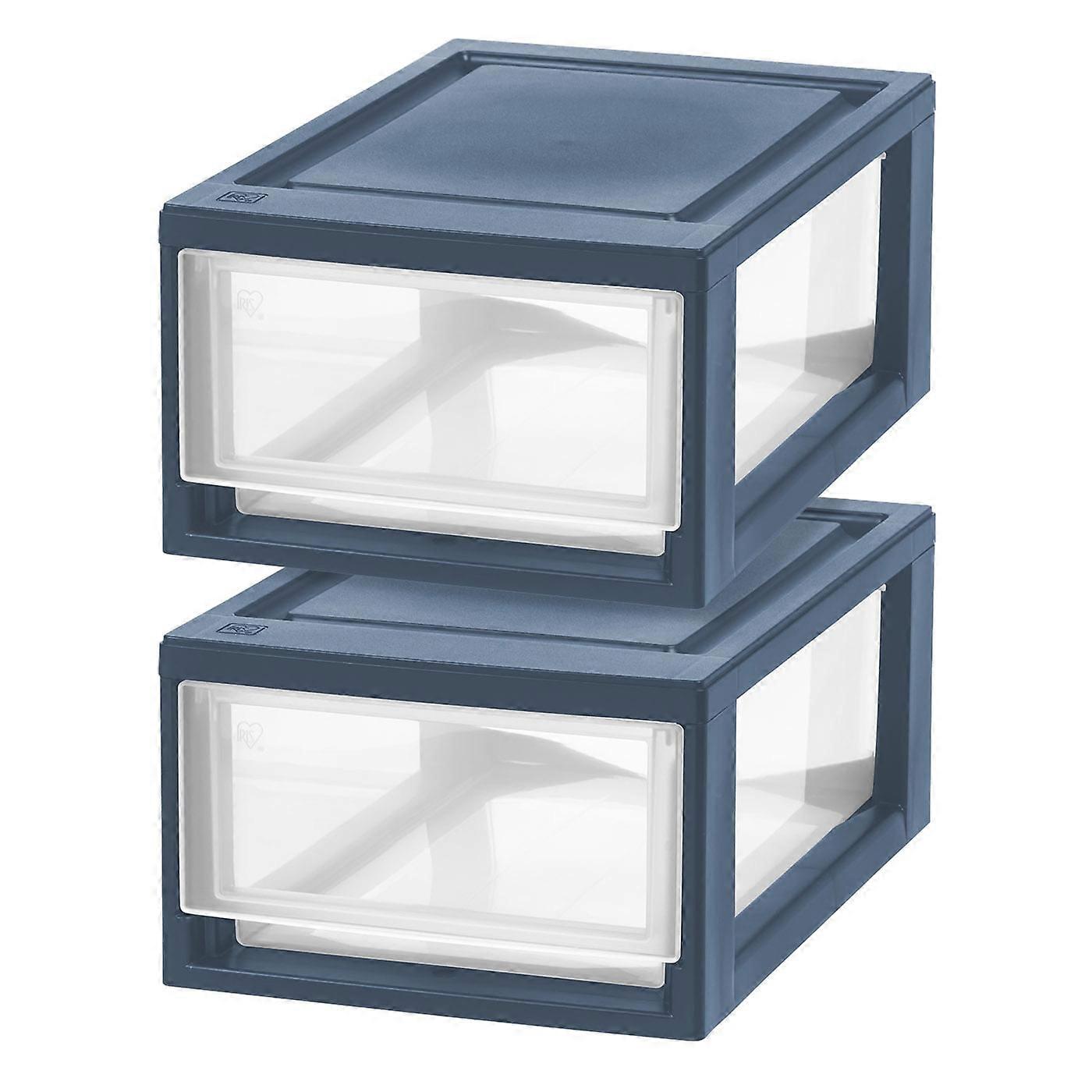 , 8.5" Stacking Plastic Drawer, 2 Pack - Navy Blue