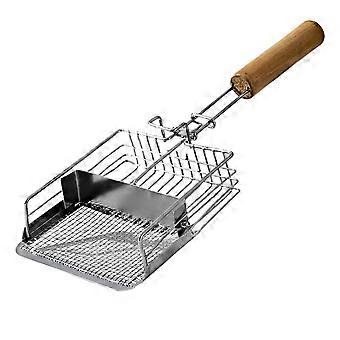 Kattsandskopa med ergonomiskt trähandtag, kraftig metallskopa med förvaringskrok