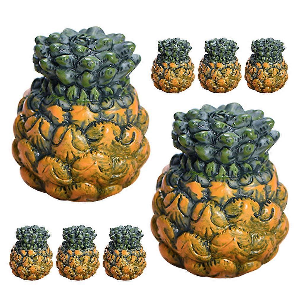 Artificial Pineapple Model Resin Decor for Decoration 8Pcs Set