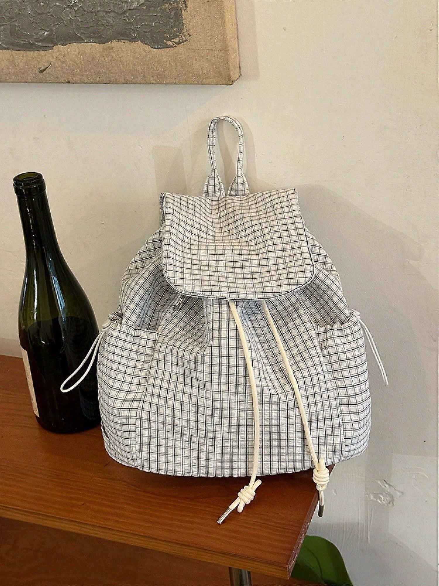 Stylish plaid backpack for commuting and everyday use.