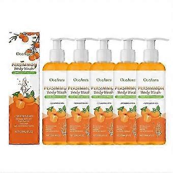 1-5x Kaki zeep tegen lichaamsgeur - 120 ml milde douchegel voor senioren, alle huidtypen, frisse geur en geurneutraliserende vulling, x