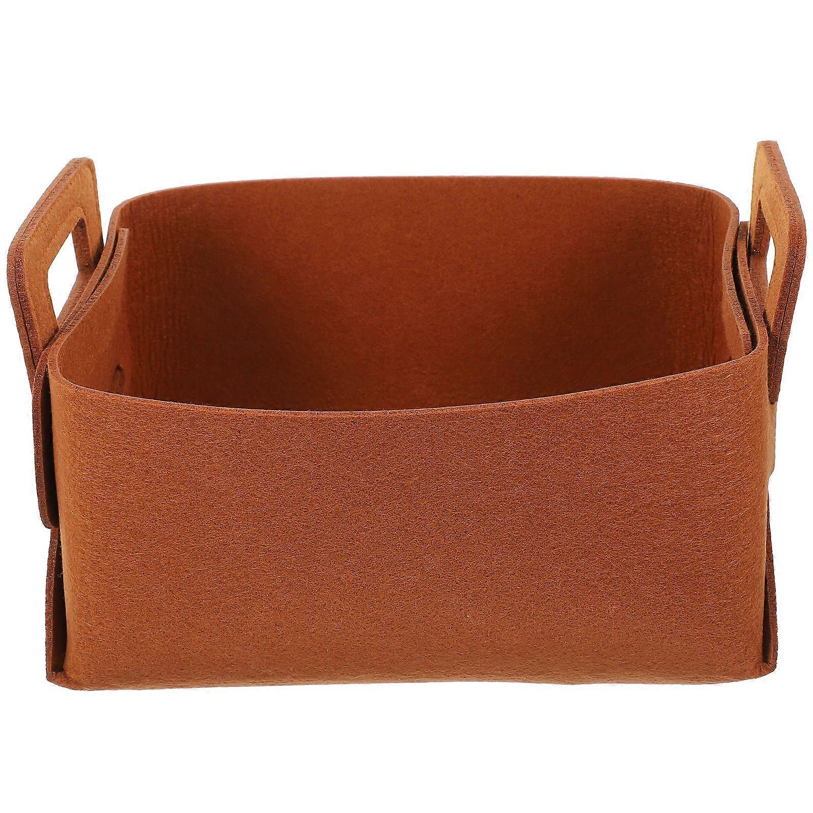 Brown Foldable Storage Basket Polyester Clothes Basket for Storage Use