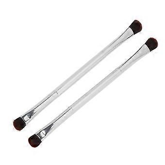 Set van 2 zachte oogschaduwkwasten, zilverkleurig, dubbelzijdig, make-upborsteltje voor de oogleden, cosmetisch hulpmiddel voor vrouwen SH