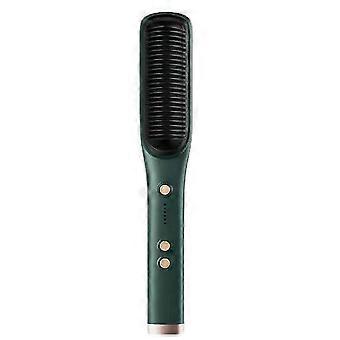 Peine alisador de iones negativos, doble propósito, para alisar y rizar el cabello, eléctrico, seguro para el cabello, con rizador hacia adentro (UE)