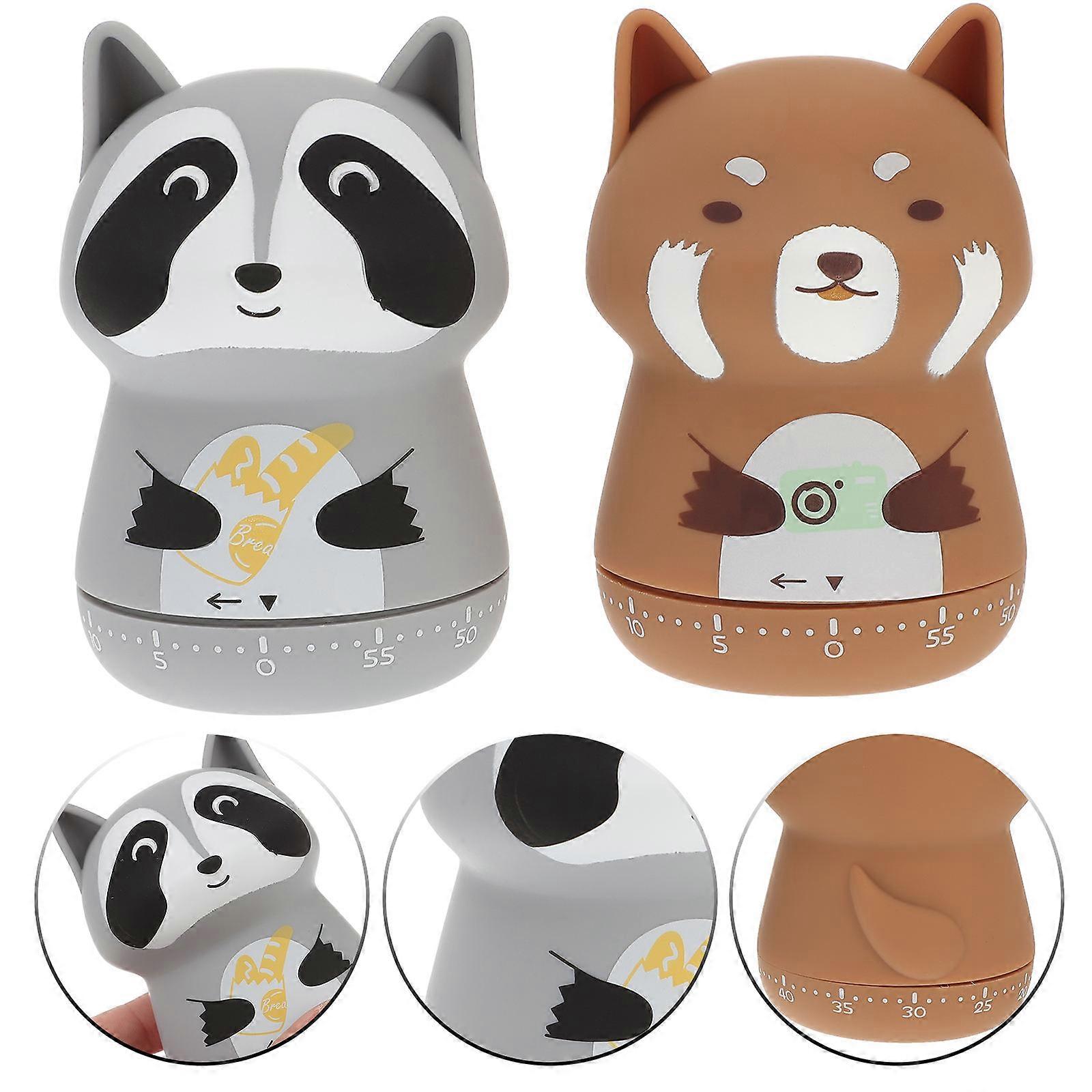 Time Reminder Tool for Baking Timer 2Pcs Cartoon Animal-Shape Kitchen Timer