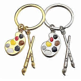 2 Stück Metall Schlüsselanhänger Schlüsselanhänger mit Maltablett Anhänger Charm Tolle Geschenke
