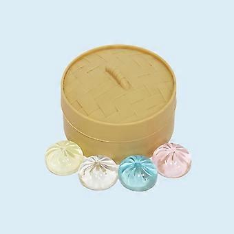 Transparent Crystal Dumpling Squishy Toy Set with Bamboo Steamer, Mini Simulation Food Fidget Squeeze Toy Kids Stress Relief Novelty Gift