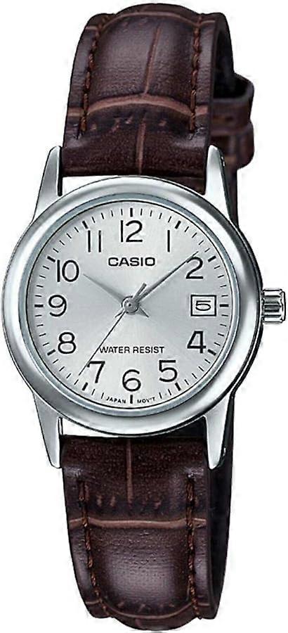 CASIO COLLECTION LADY DATE SILVER, LEATHER - ARGENTEE