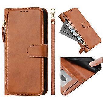 Flip Case for Samsung Galaxy S21 Fe 5g Zipper Card Holder Pu Leather Magnetic